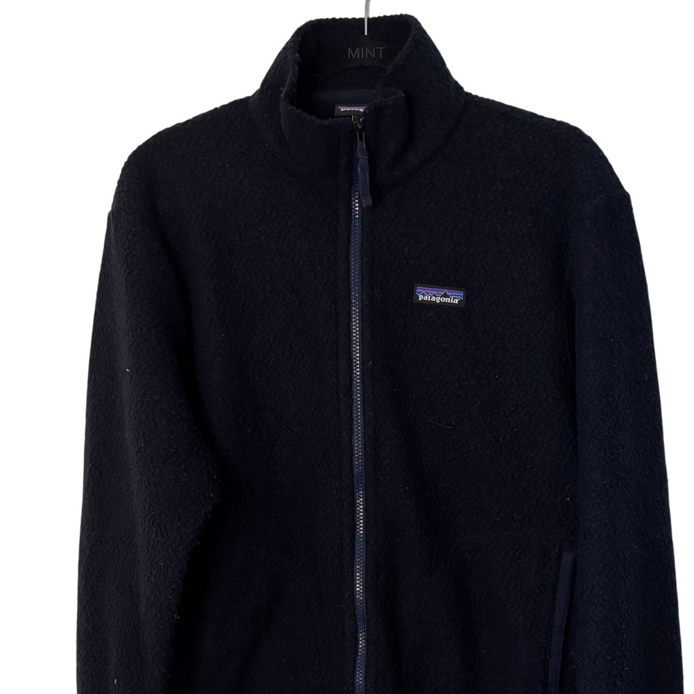 Patagonia Woolyester Fleece Jacket Mens Medium Navy Blue Full Zip‎ 26935